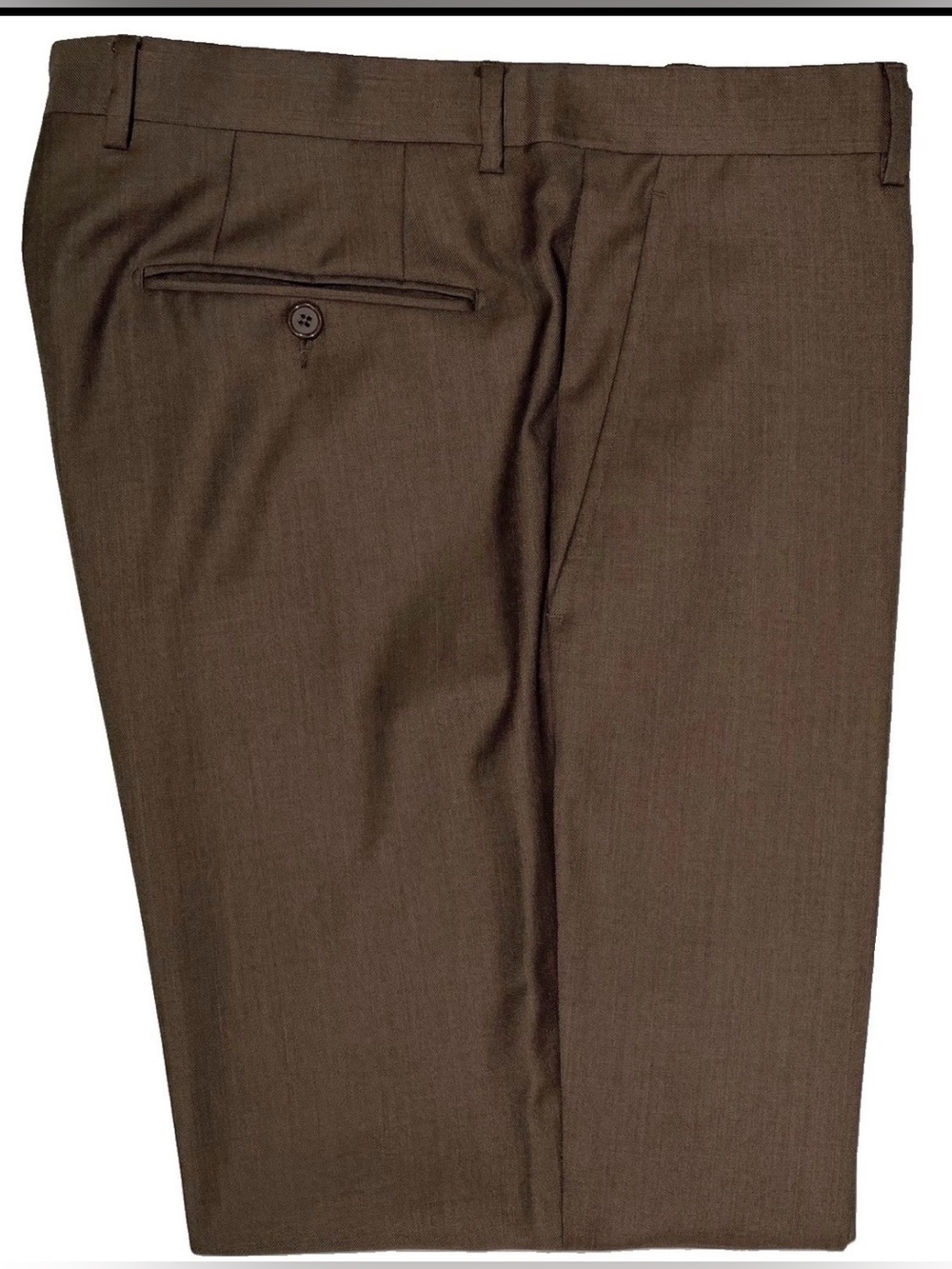 $255 SANTORELLI DRESS PANTS 34 SUPER 130’S LUXURY SERGE TOBACCO BROWN FLAT FRONT